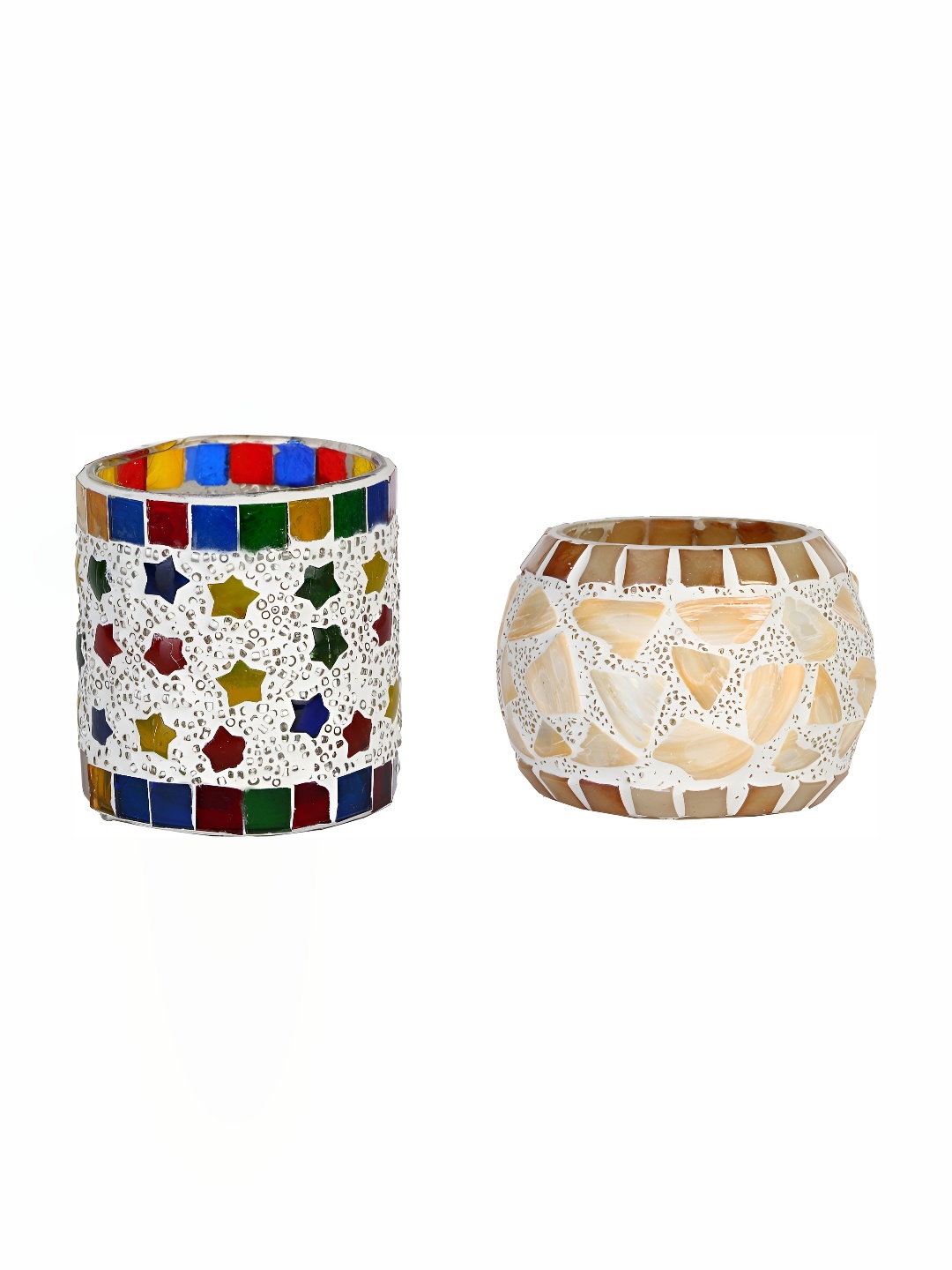 

Afast Yellow Blue 2 Pieces Texture Glass Tealight Candle Holders