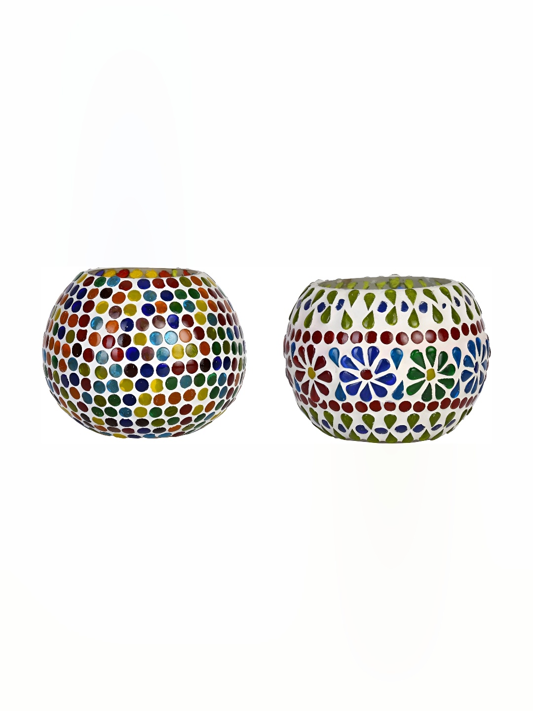 

Afast Blue Maroon 2 Pieces Floral Glass Tealight Candle Holders