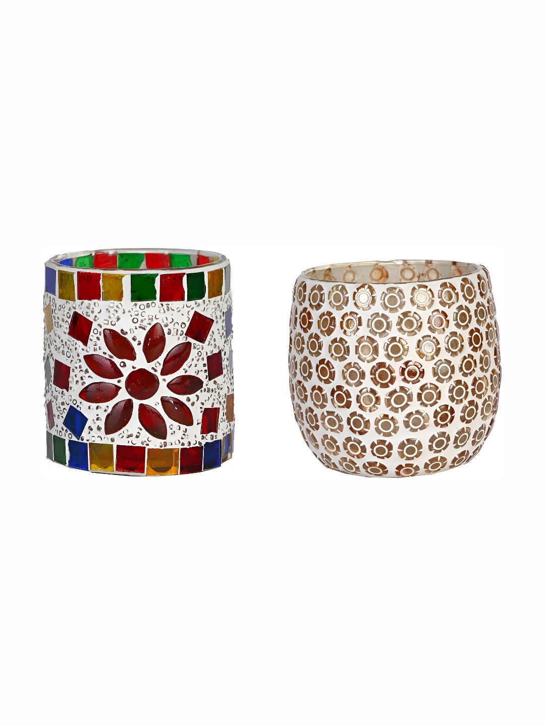 

Afast Yellow Beige 2 Pieces Floral Glass Tealight Candle Holders