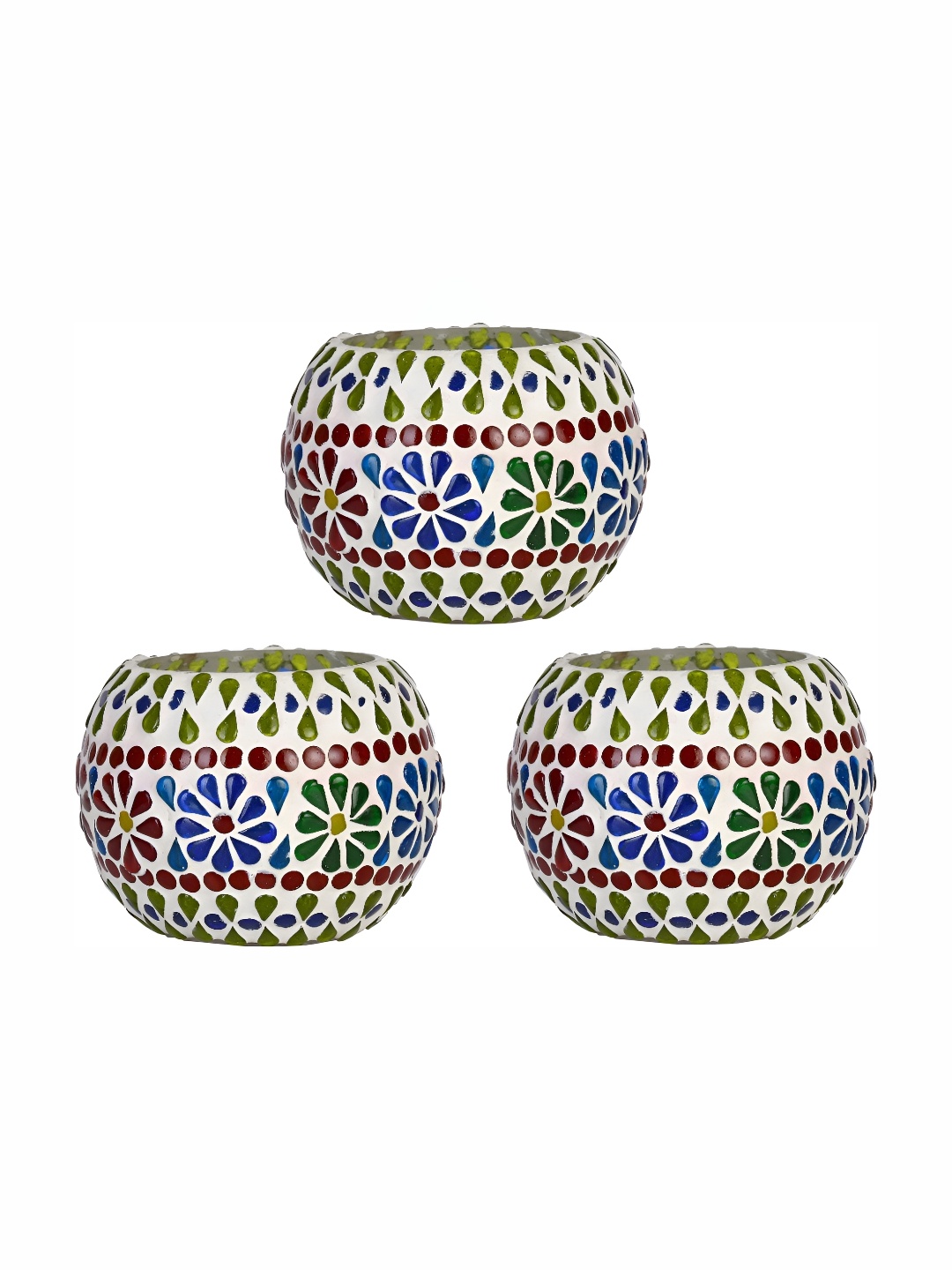 

Afast Maroon Blue 3 Pieces Floral Glass Tealight Candle Holders