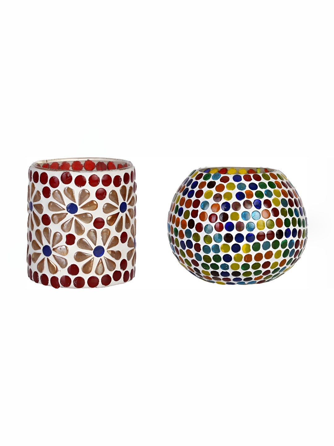 

Afast Maroon Blue 2 Pieces Floral Glass Candle Holders