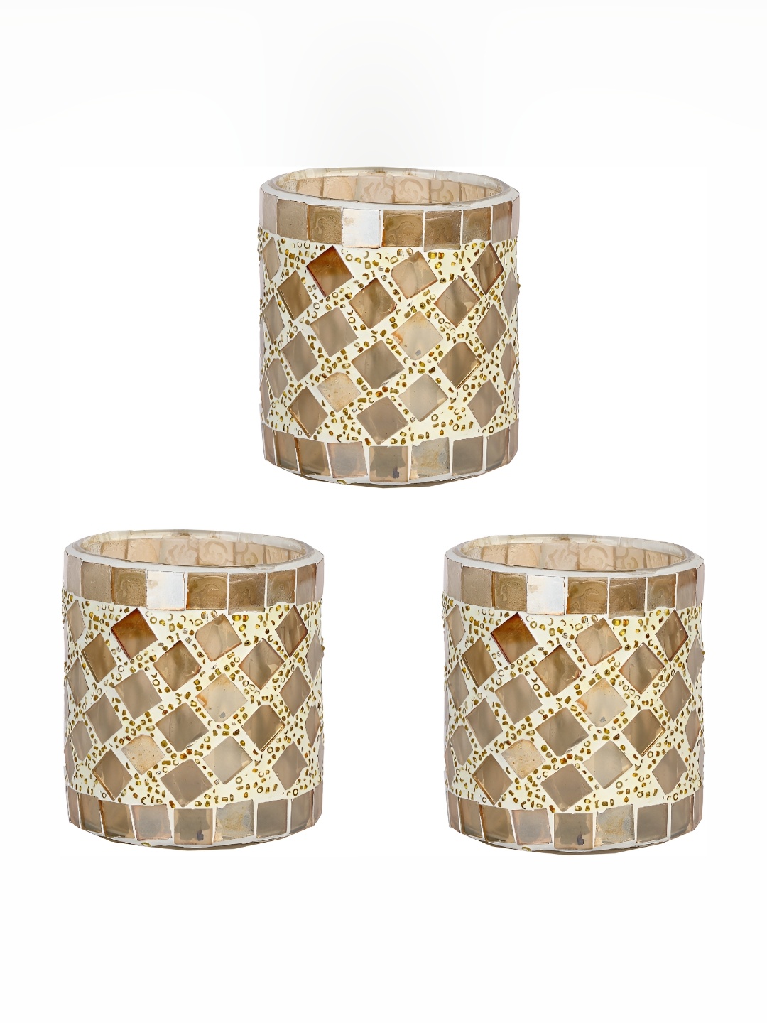 

Afast Beige 3 Pieces Textured Glass Tealight Candle Holder