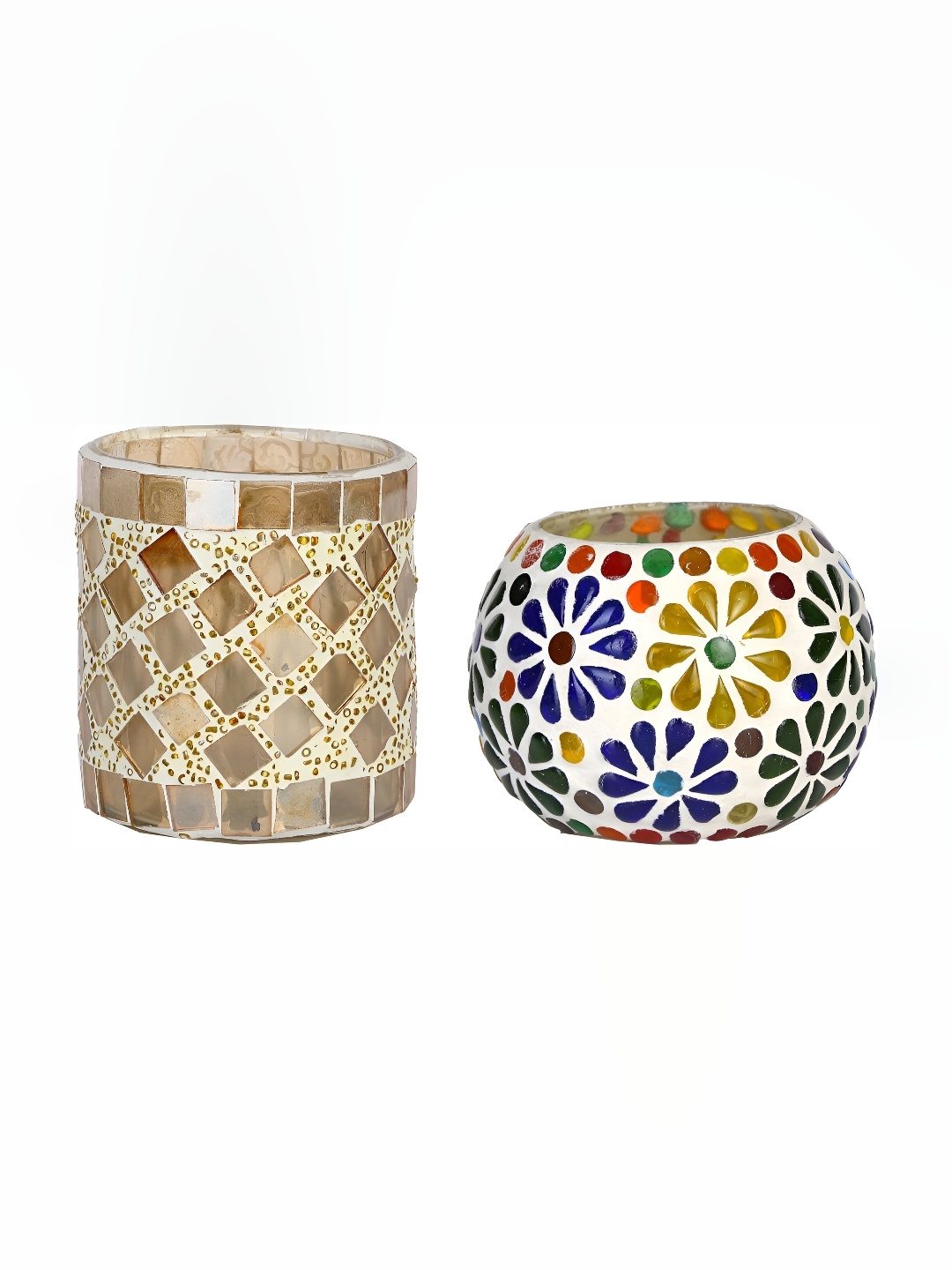 

Afast Yellow Beige 2 Pieces Floral Glass Tealight Candle Holders