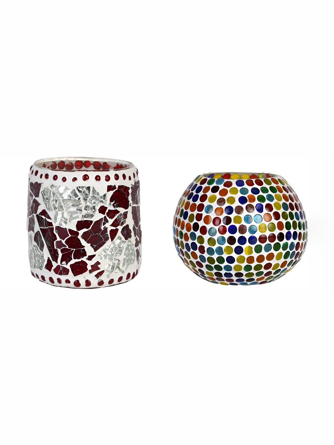 

Afast White & Red 2 Pcs Candle Holder, Brown