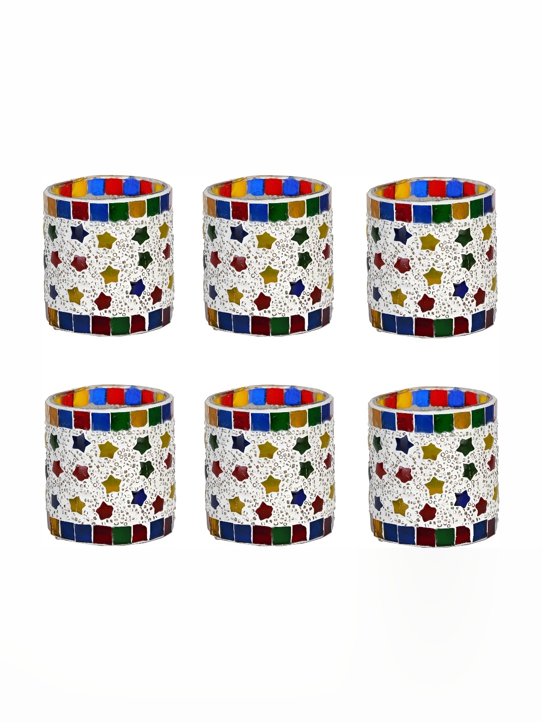 

Afast White & Red 6 Pieces Printed Candle Holder