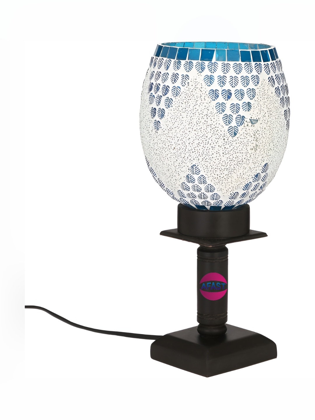 

Afast White & Blue Textured Cylinder Table Lamp