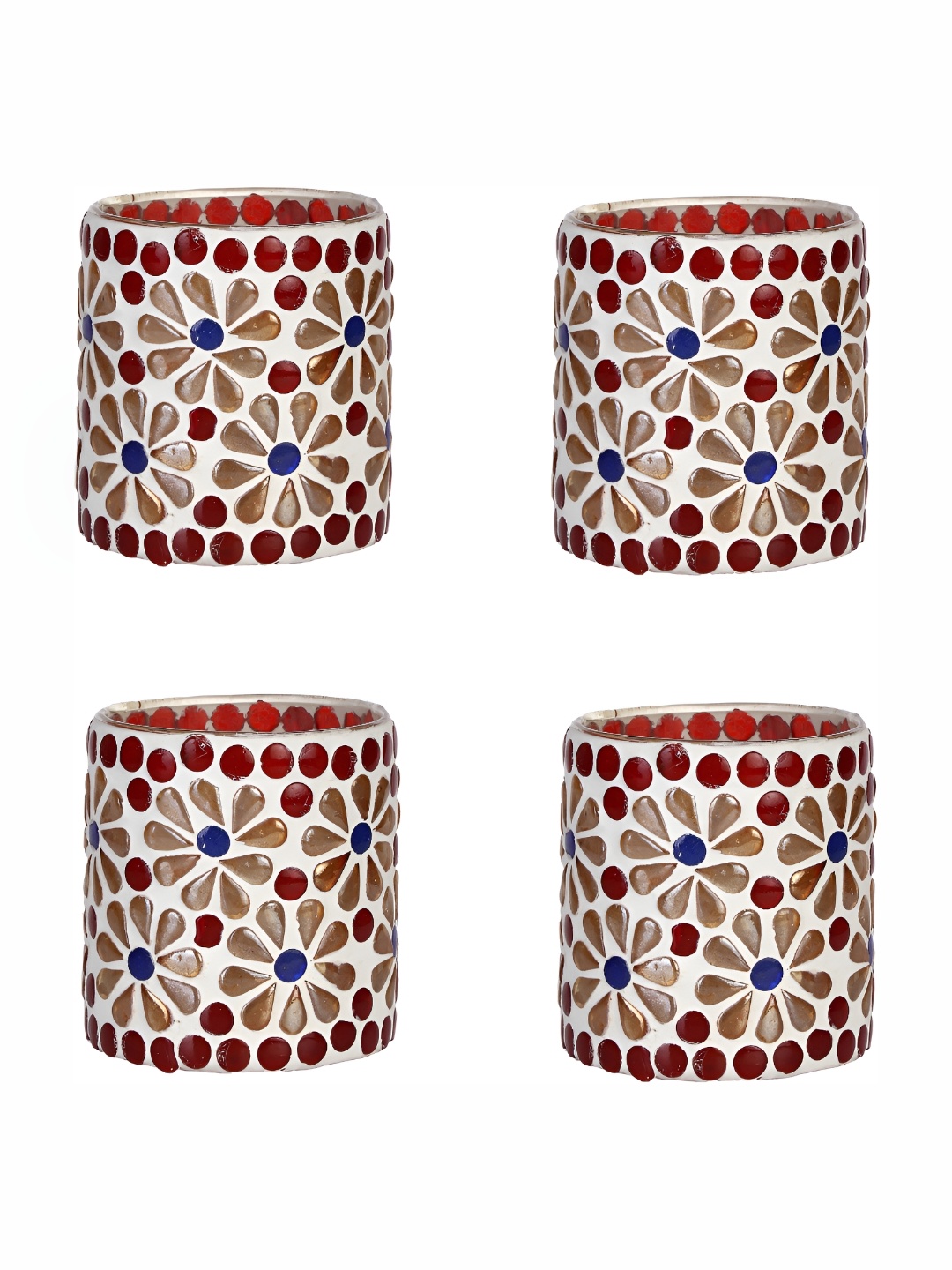 

Afast White & Red 4 Pcs Candle Holder