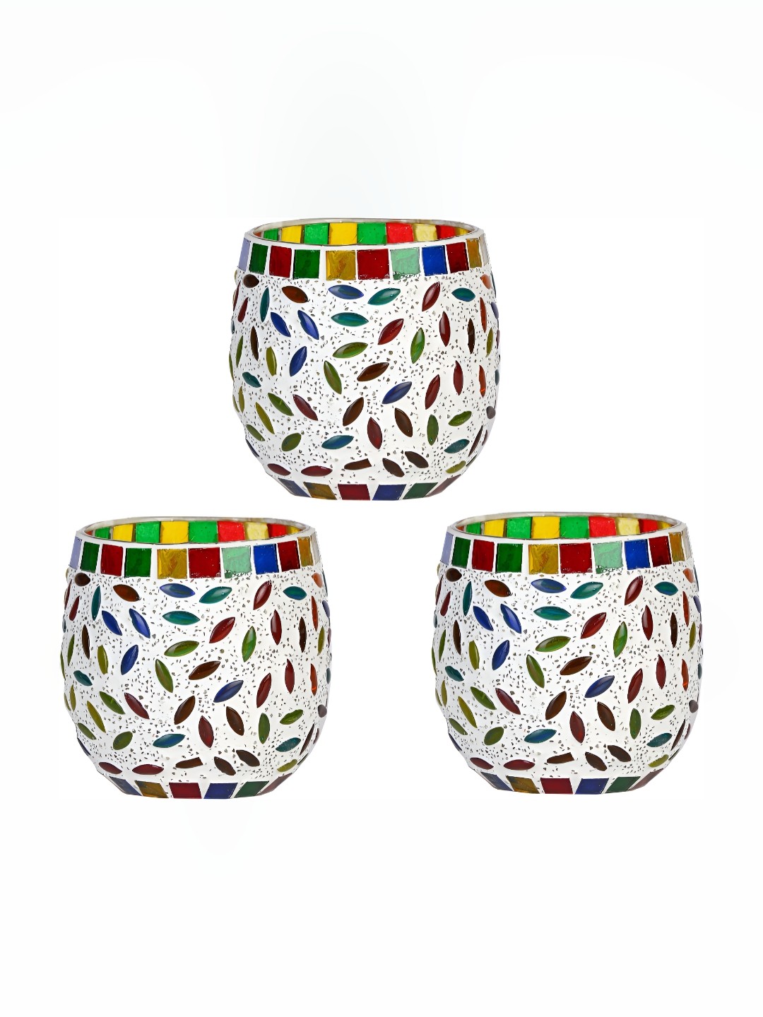 

Afast White & Red 3 Pieces Chips & Beads Candle Holder