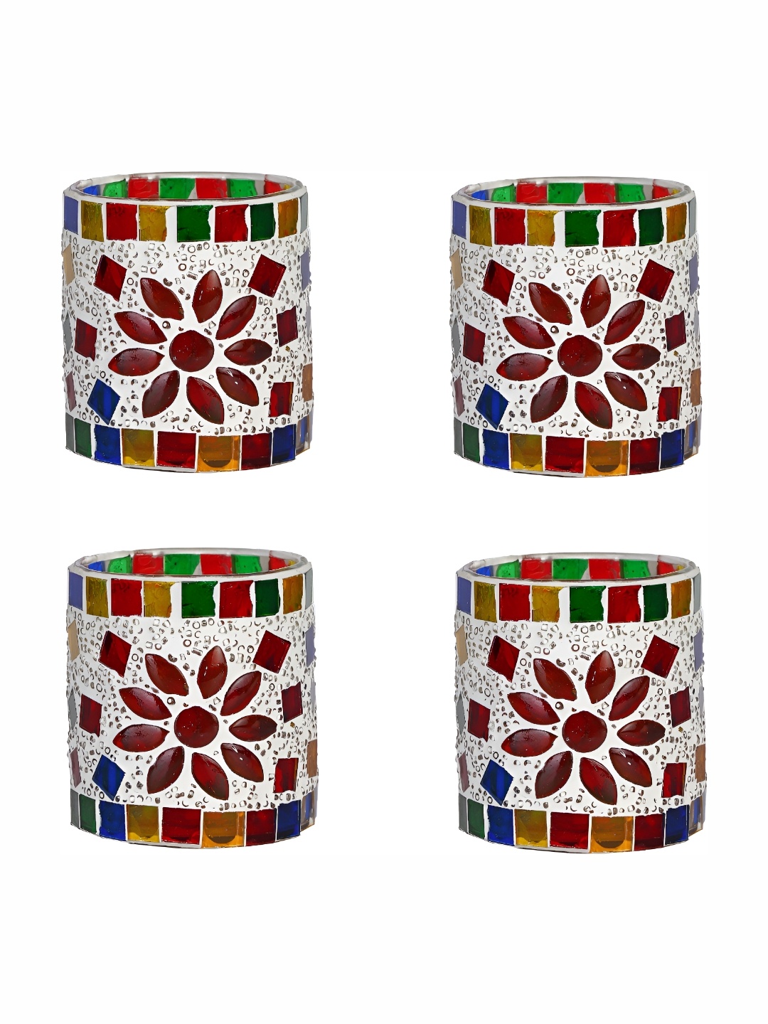 

Afast White & Red 4 Pcs Candle Holder
