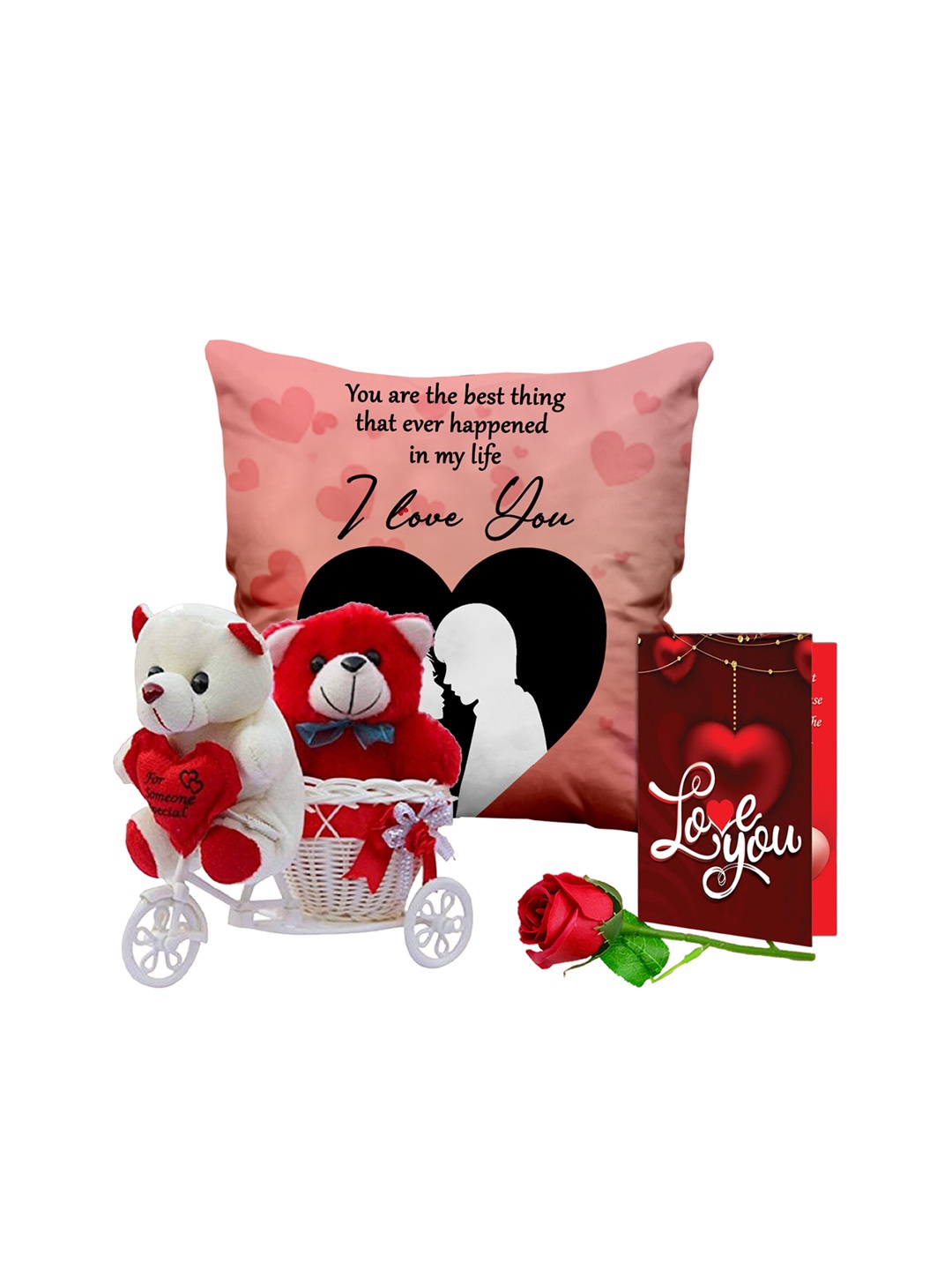 

ME & YOU Red & White 5 Pieces Printed Valentine Home Gift Sets, Peach
