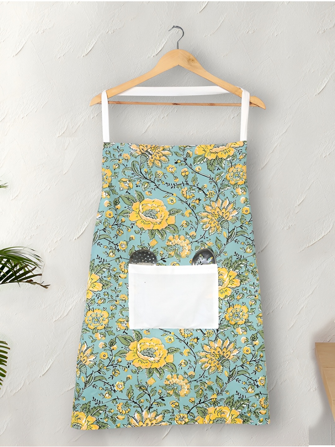 

Texstylers Green & Yellow Floral Printed Cotton Apron