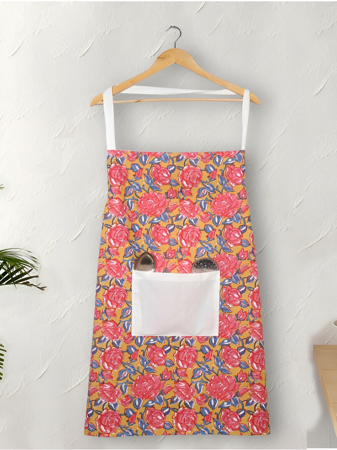 

Texstylers Mustard Yellow & Pink Printed Cotton Aprons