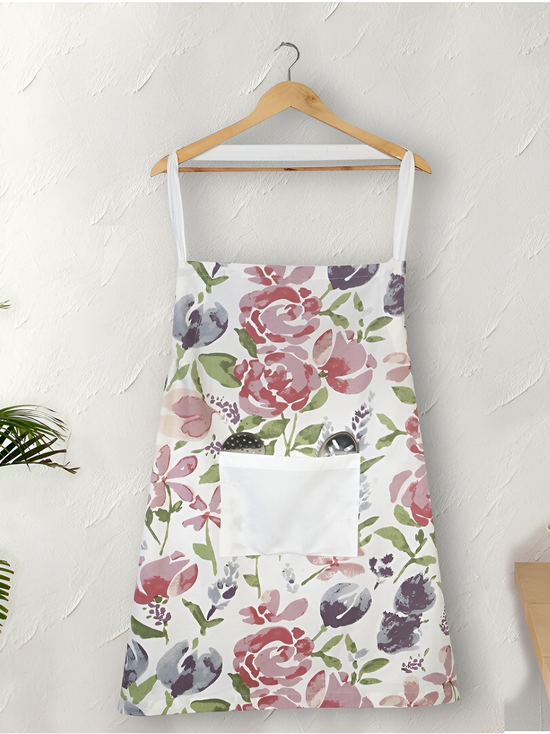 

Texstylers White Purple Printed Cotton Aprons