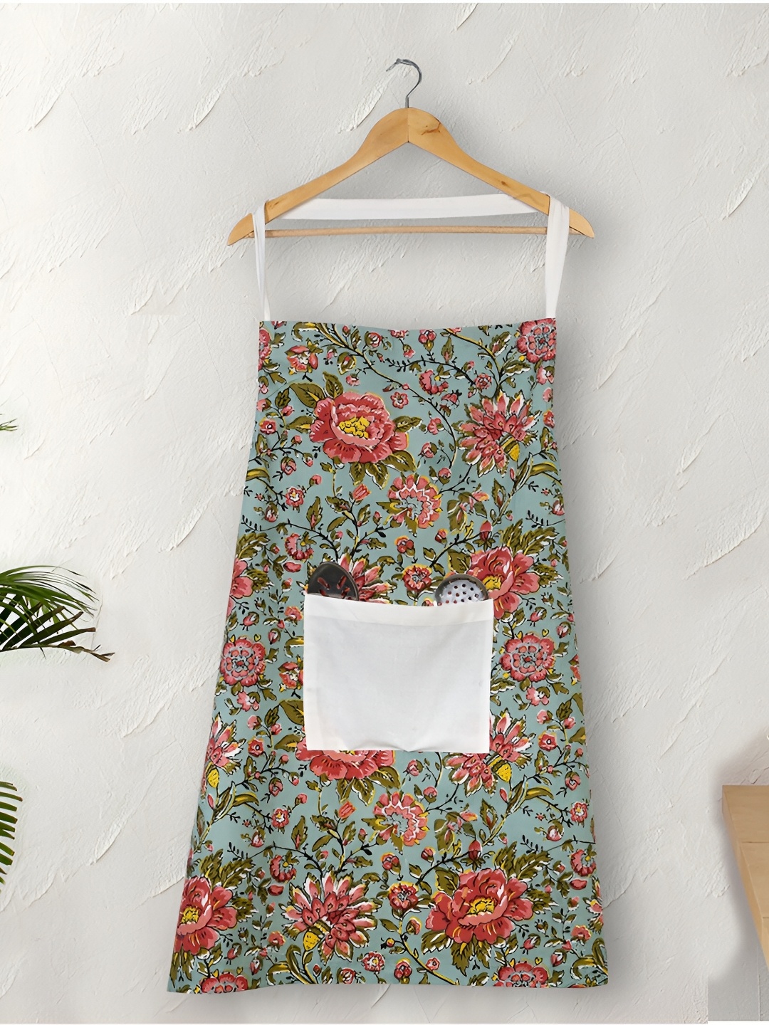 

Texstylers Blue Red Floral Printed Cotton Apron