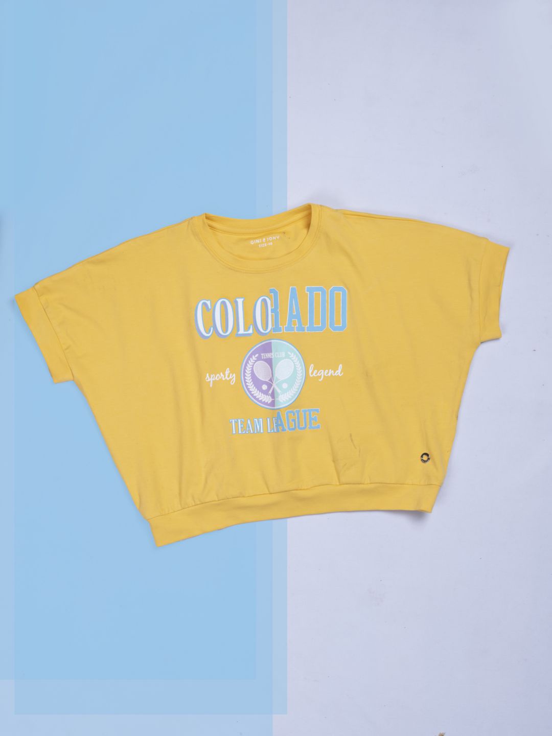

Gini and Jony Girls Typography Printed Cotton Crop Top, Yellow
