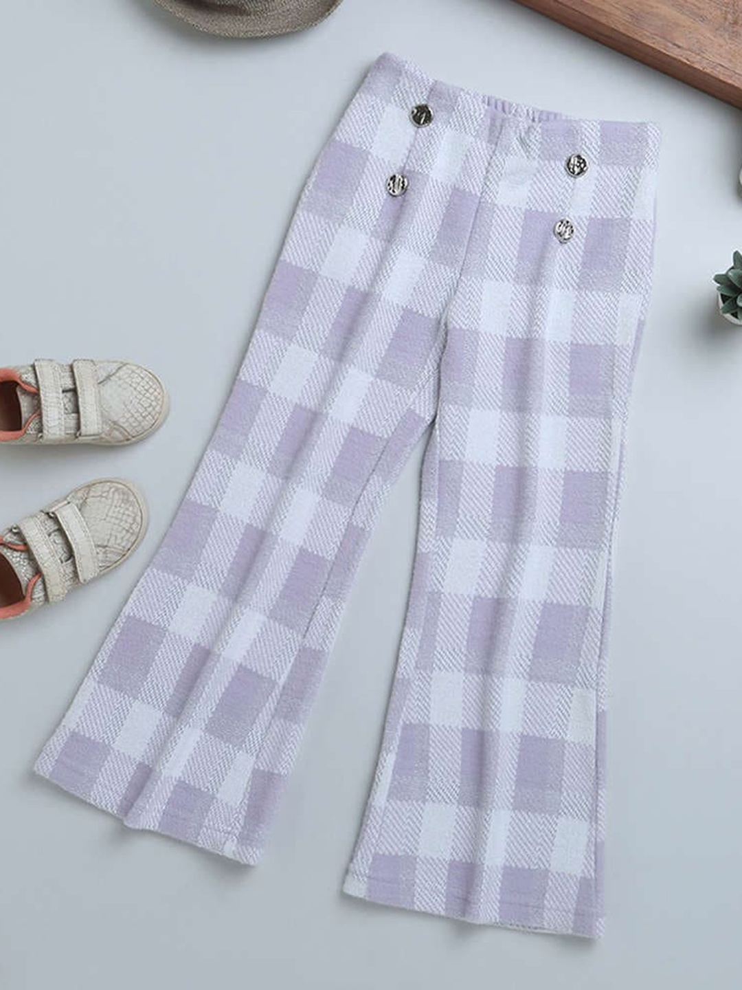 

Tiny Girl Checked Parallel Trousers, Purple