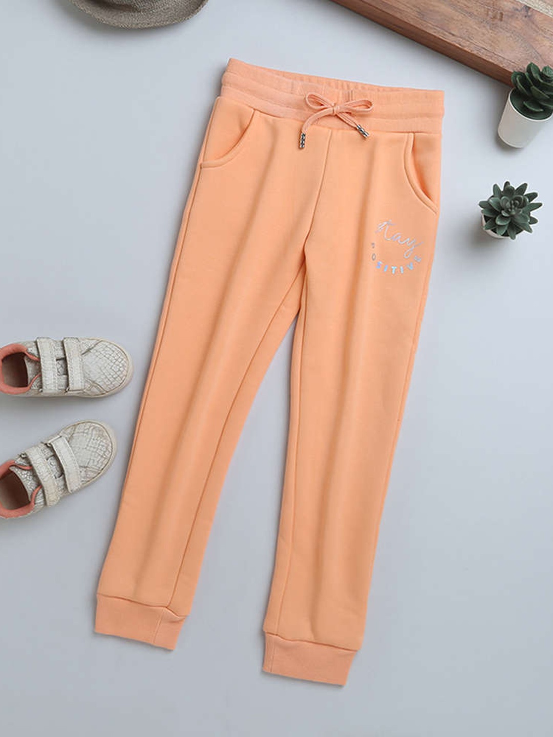 

Tiny Girl Mid-Rise Cotton Joggers, Peach