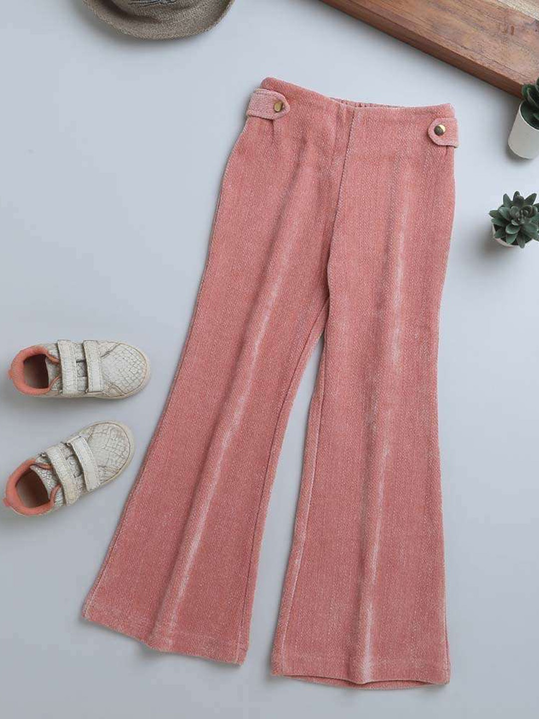 

Tiny Girl Mid Rise Bell Bottom Trousers, Peach
