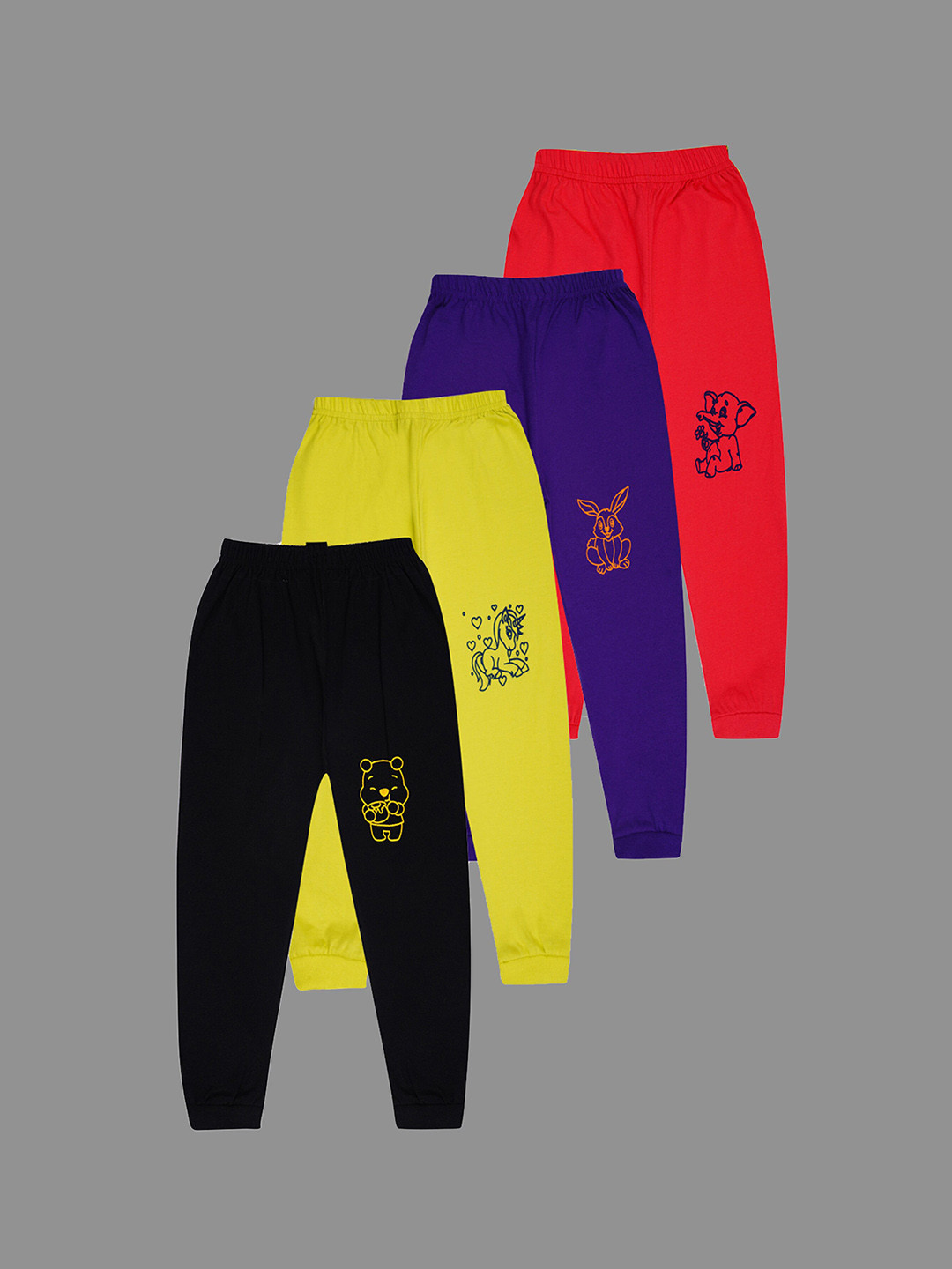 

BAESD Infants Pack Of 4 Graphic Printed Joggers, Yellow