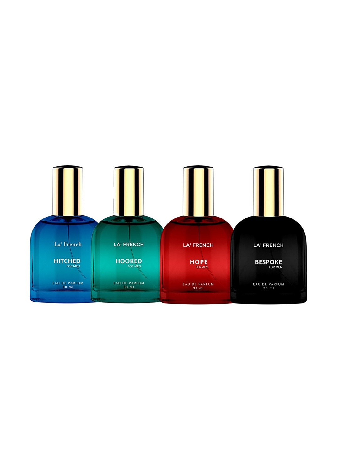 

La French 4-Pcs Hitched-Hooked-Hope & Bespoke Long Lasting Eau De Parfum - 30ml Each, Black