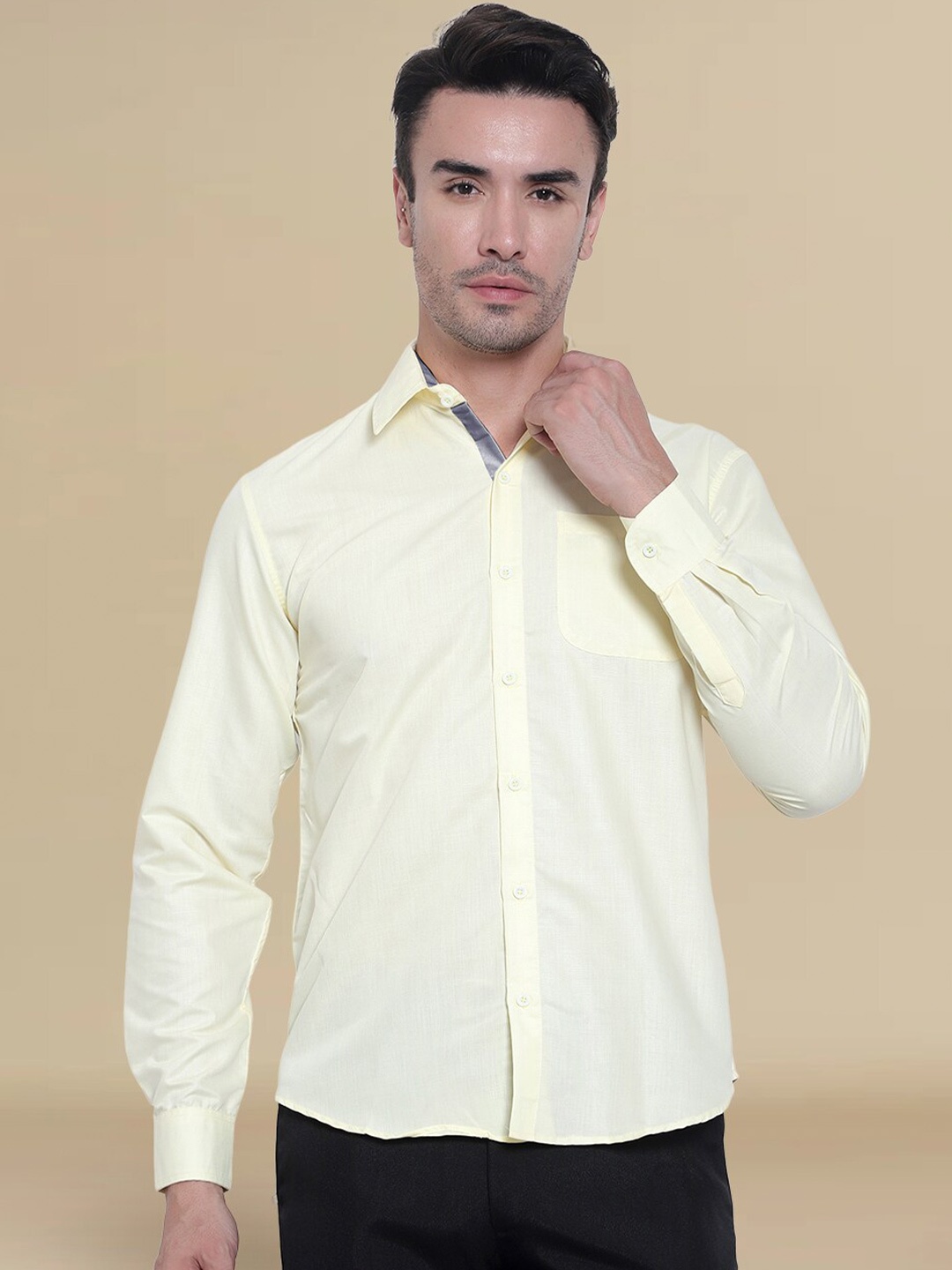 

Tee Projekt Standard Long Sleeves Pure Cotton Formal Shirt, Off white