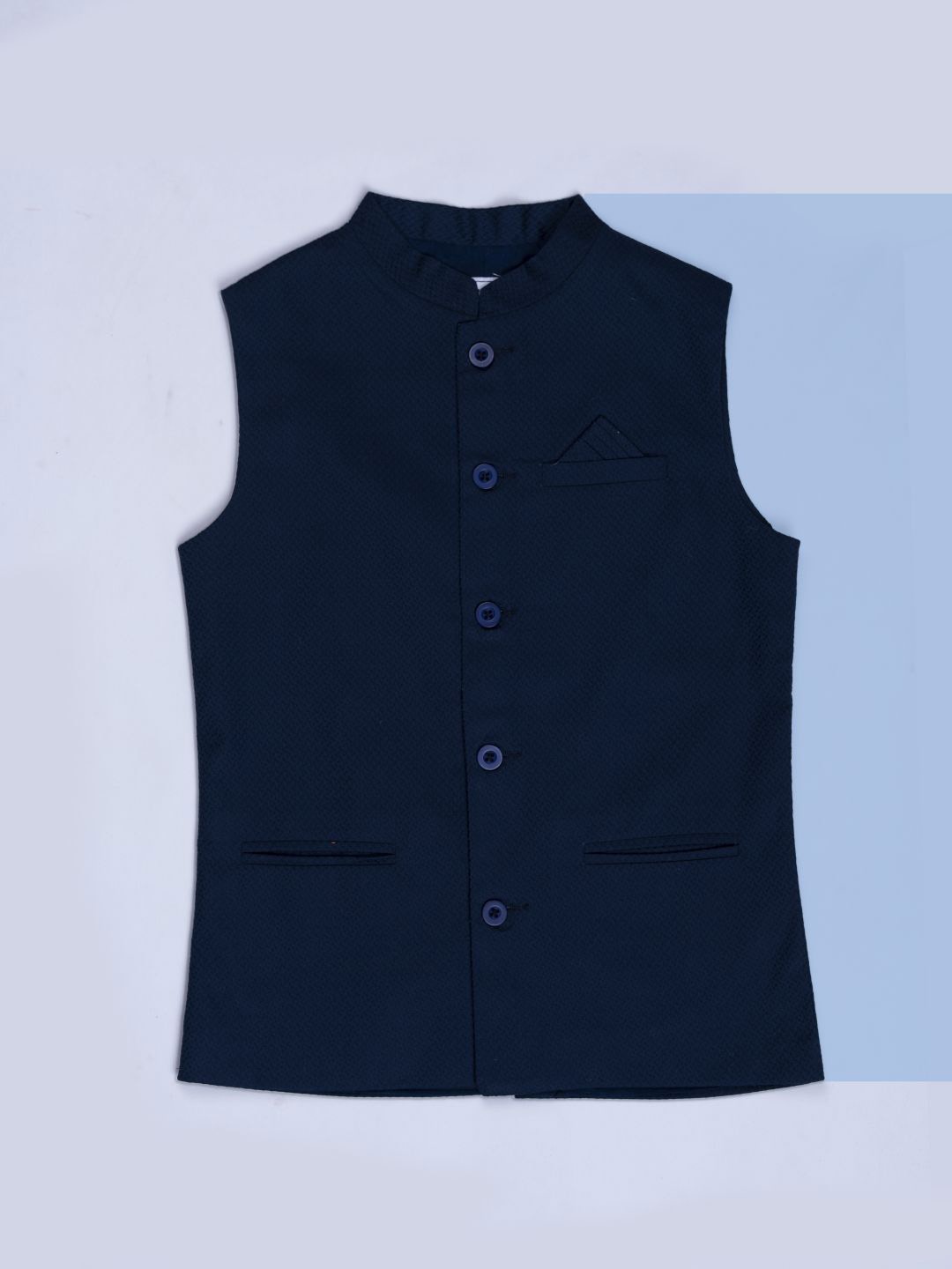 

Gini and Jony Boys Mandarin Collar Nehru Jacket, Navy blue