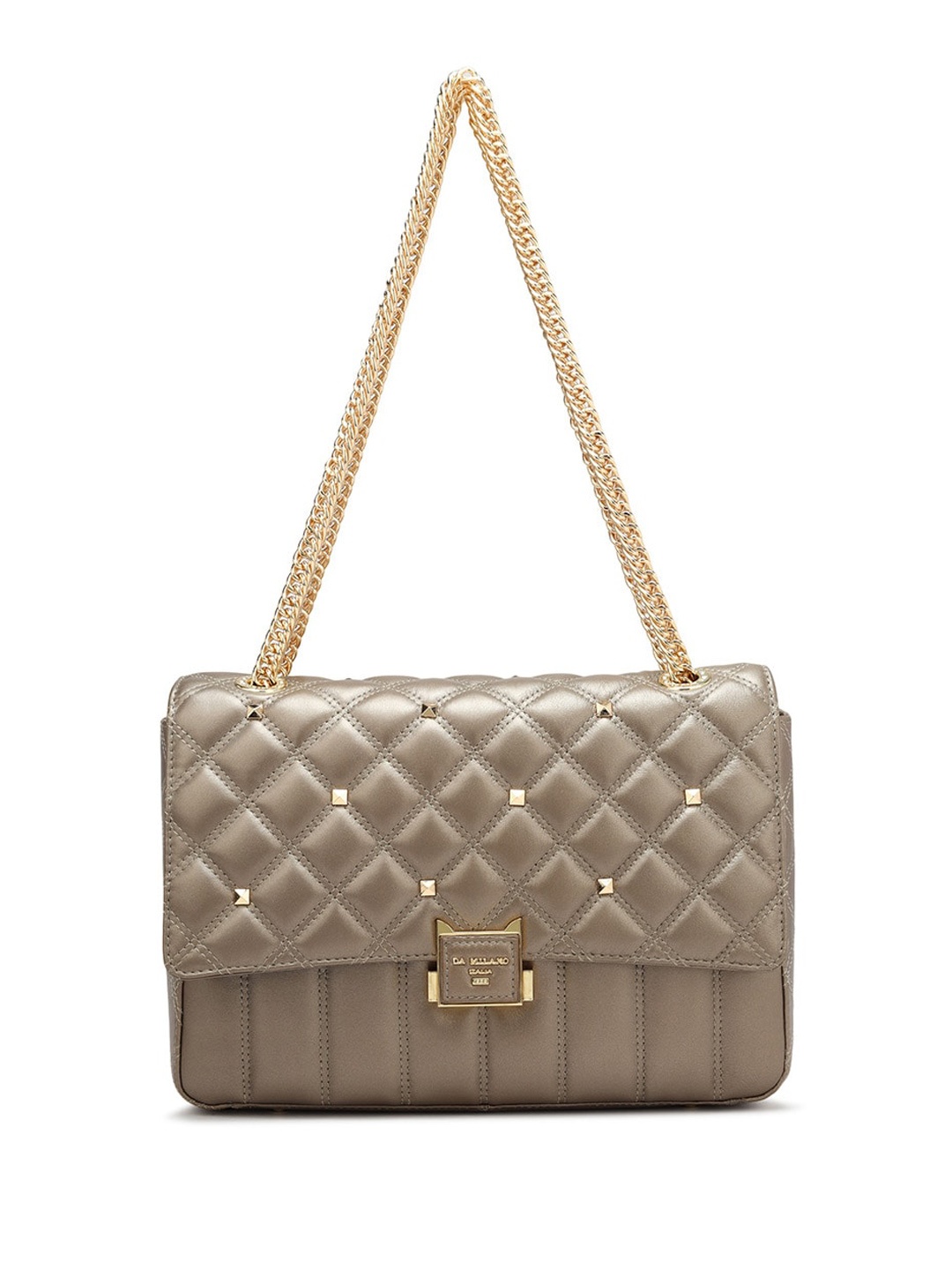 

Da Milano Textured Leather Structured Quilted Sling Bag, Brown
