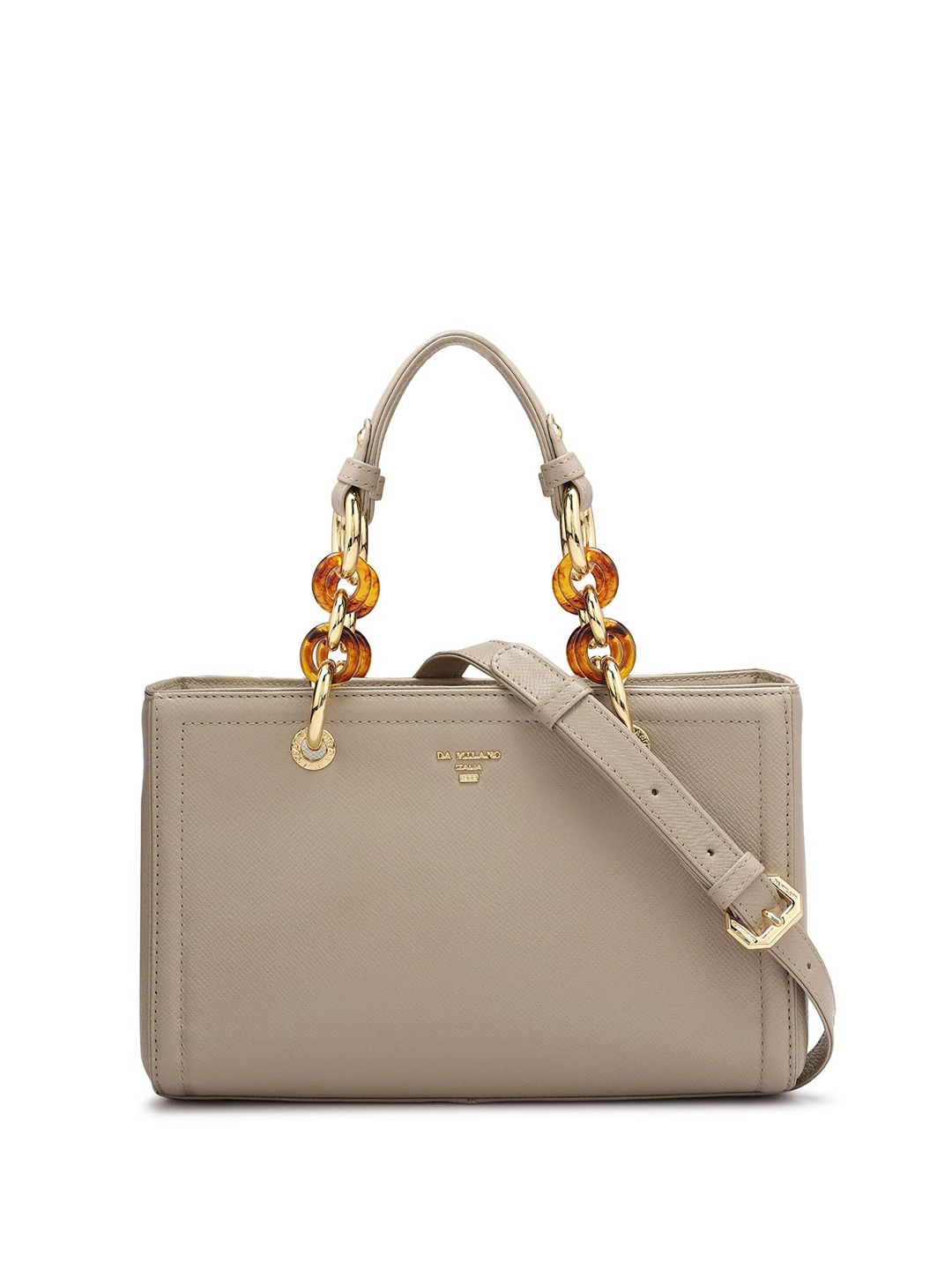 

Da Milano Textured Structured Leather Handheld Bag, Beige