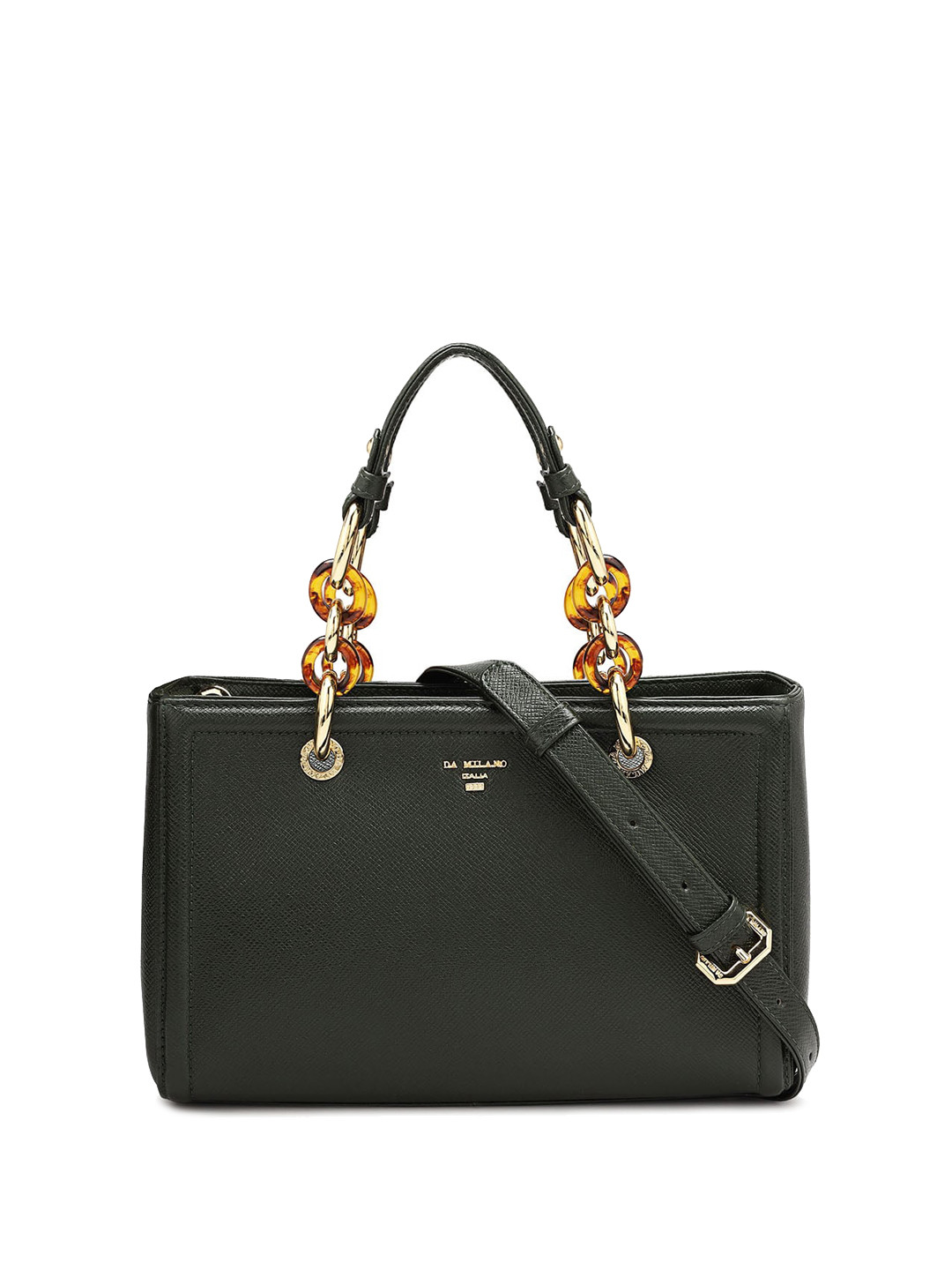 

Da Milano Textured Structured Leather Handheld Bag, Green