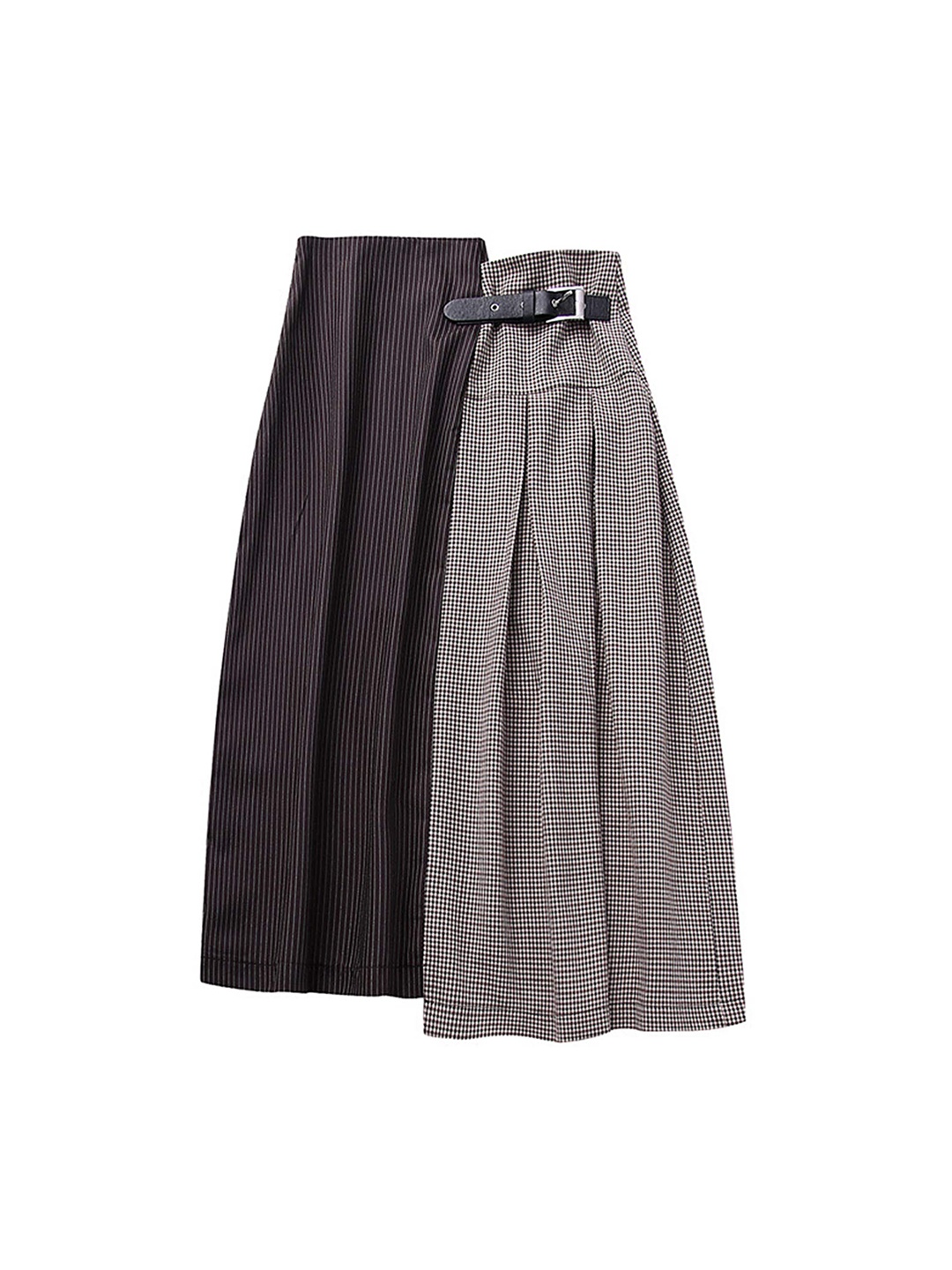 

LULU & SKY Houndstooth Patterned A-Line Midi Skirt, Black