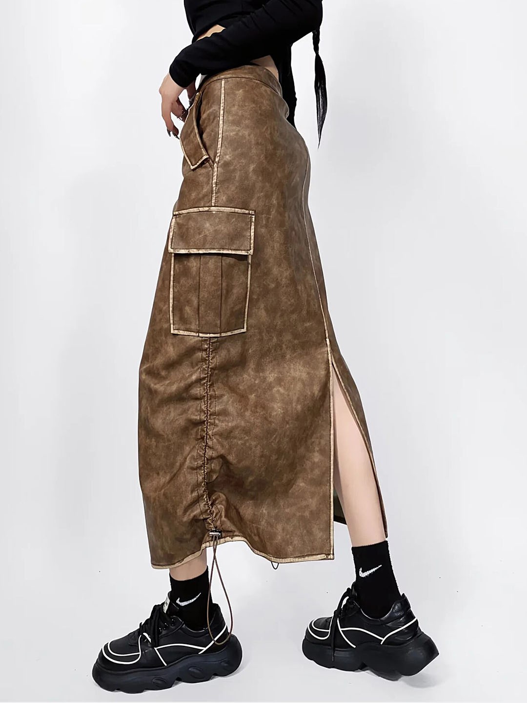 

LULU & SKY A-Line Midi Skirt, Brown