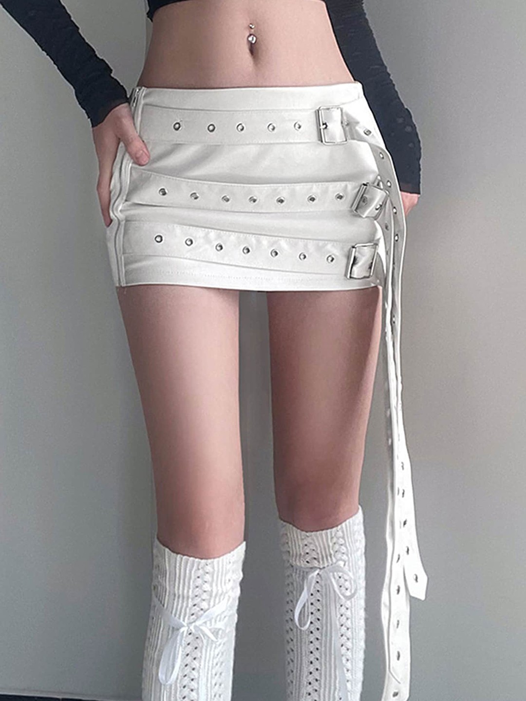 

LULU & SKY Textured Straight Mini Skirt, White