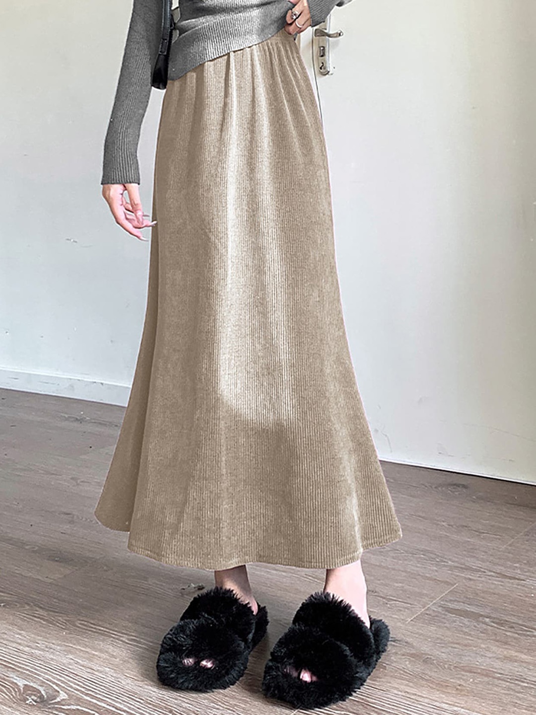 

LULU & SKY Trumpet Maxi Skirt, Khaki