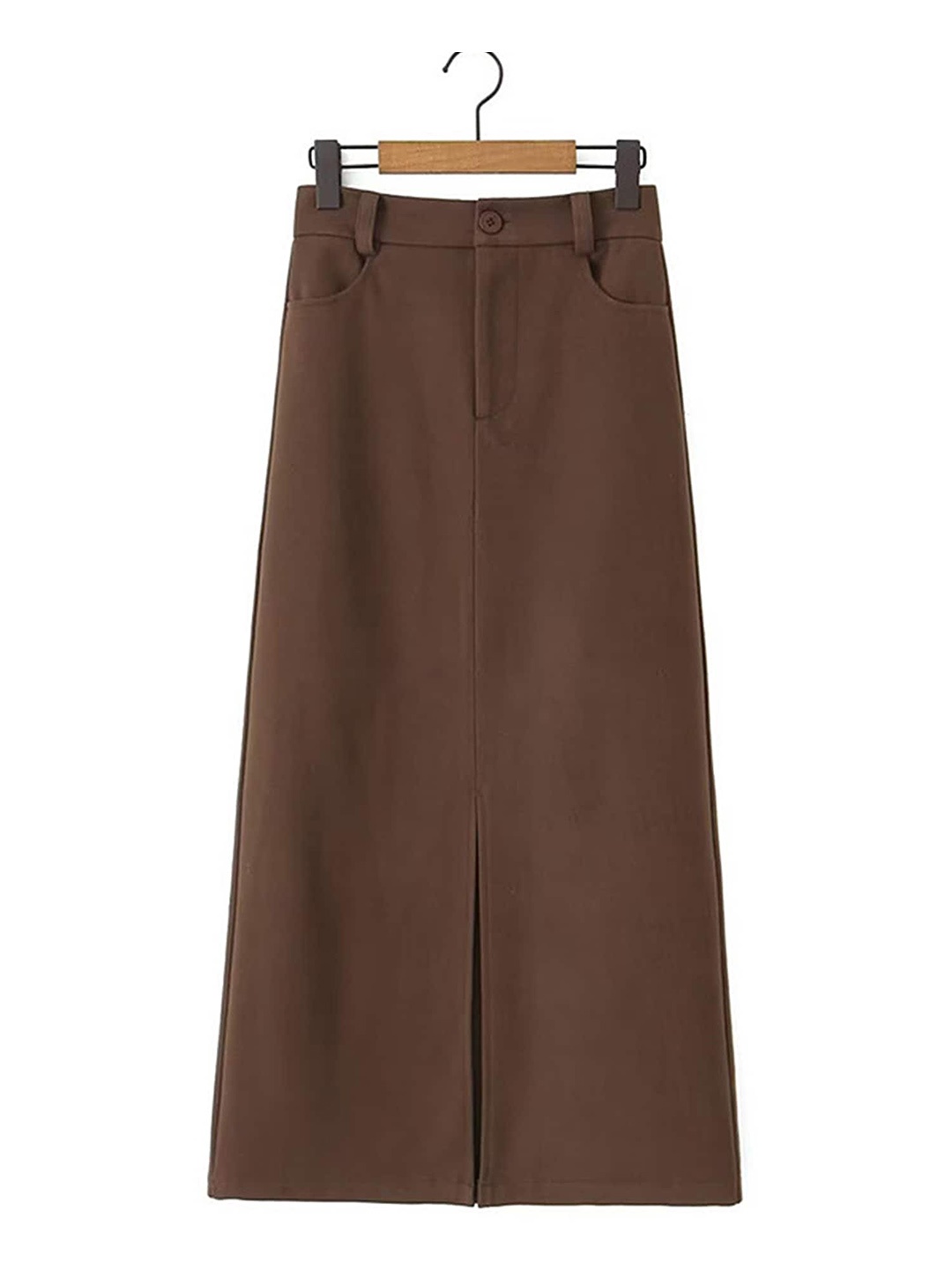 

LULU & SKY Front Slit A-Line Maxi Skirt, Brown