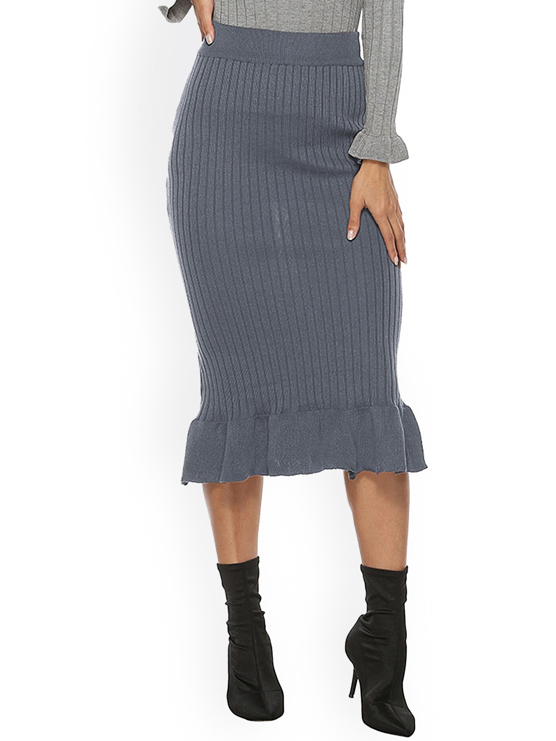 

LULU & SKY Self-Design Pencil Skirt, Grey