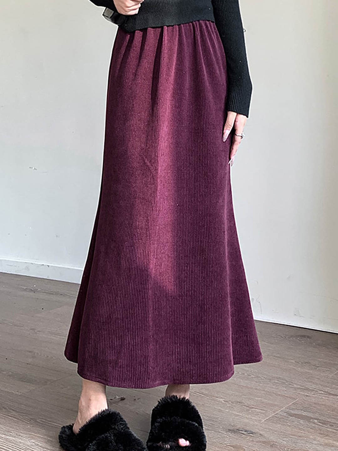 

LULU & SKY Ribbed Flared Maxi Skirt, Purple