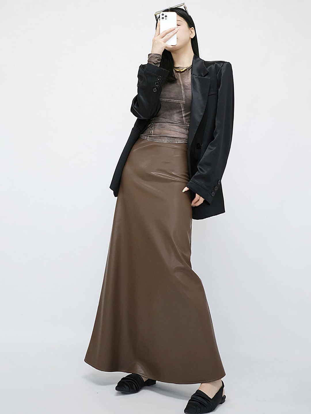 

LULU & SKY A-line Maxi Skirt, Brown
