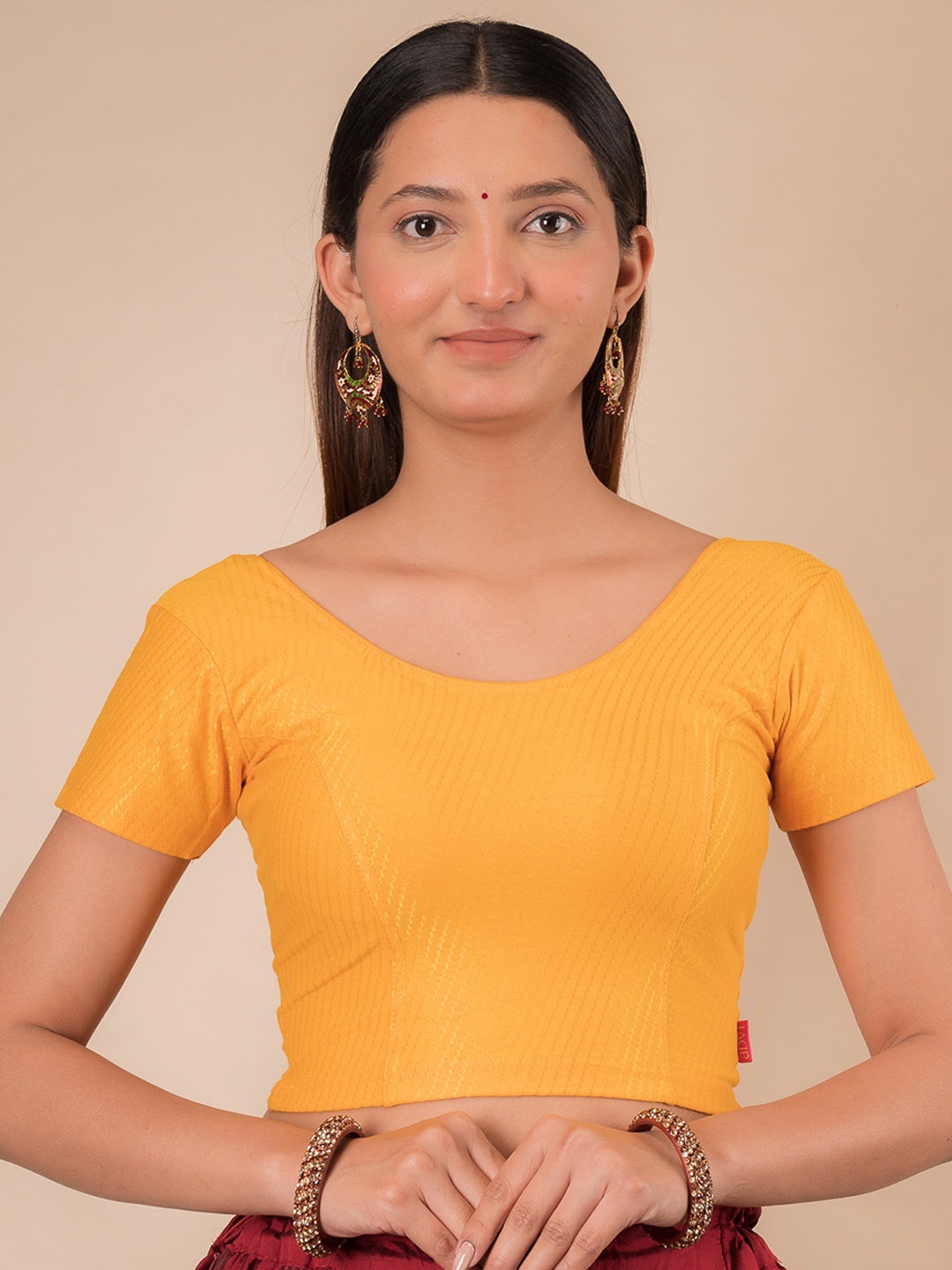 

Bindigasm's Advi Self-Design Cotton Saree Blouse, Yellow