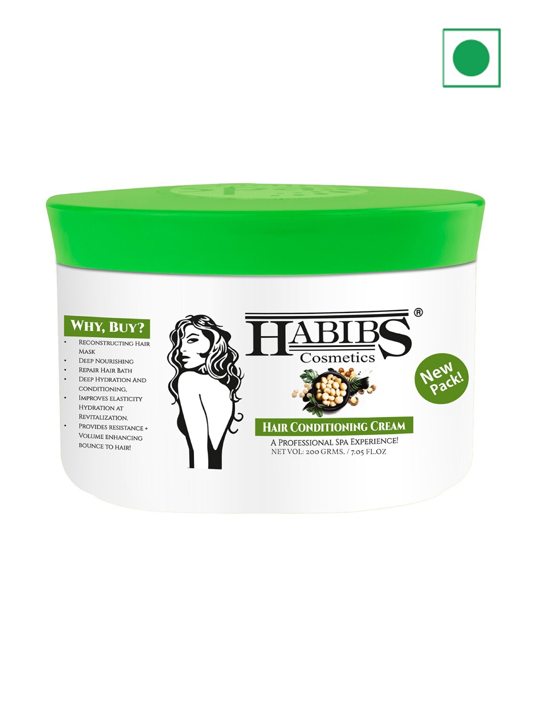 

HABIBS Hair Conditioning Cream With Vitamin E - 200g, Green