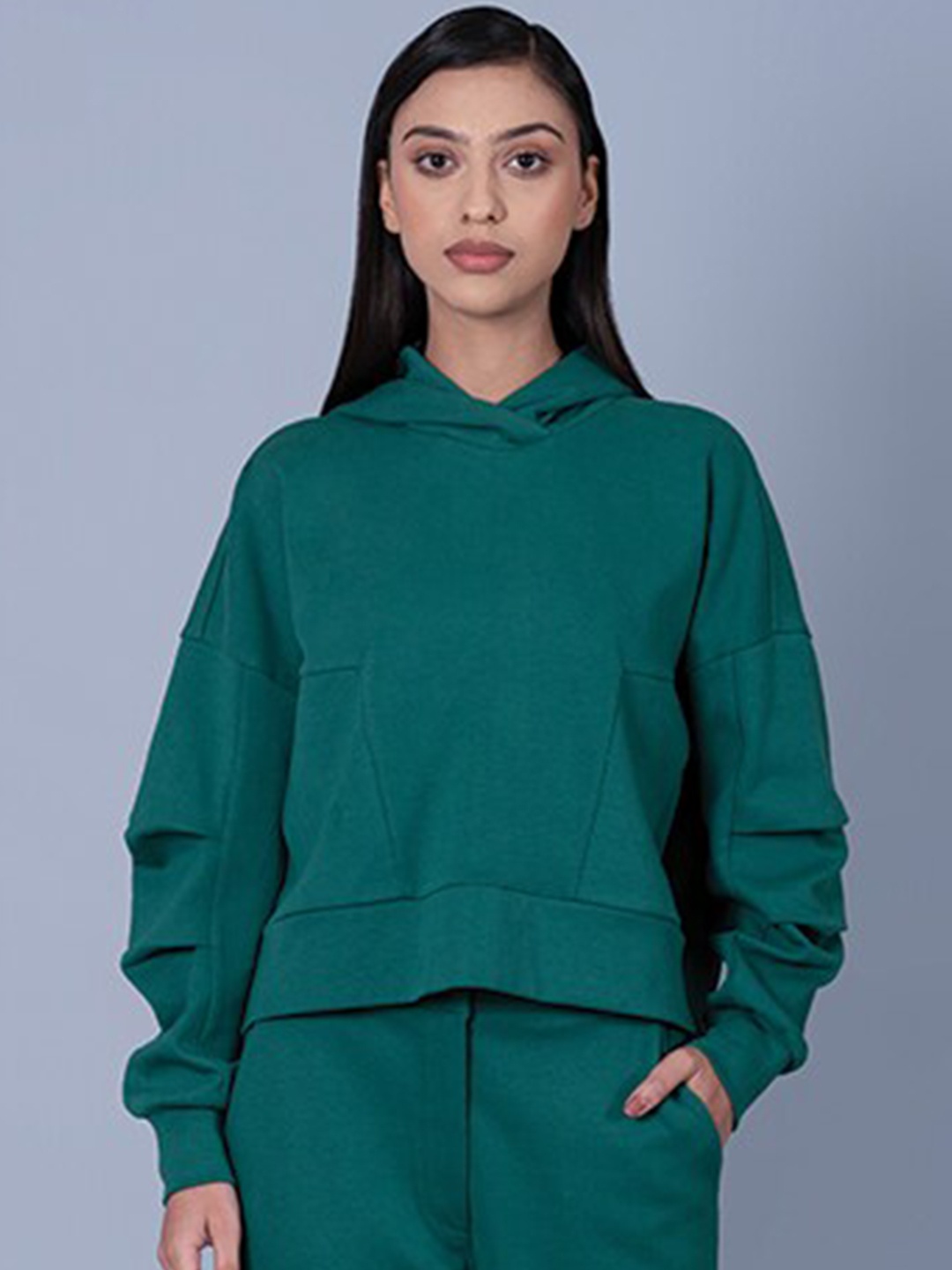 

Muvazo Hooded Cotton Pullover Sweatshirt, Green