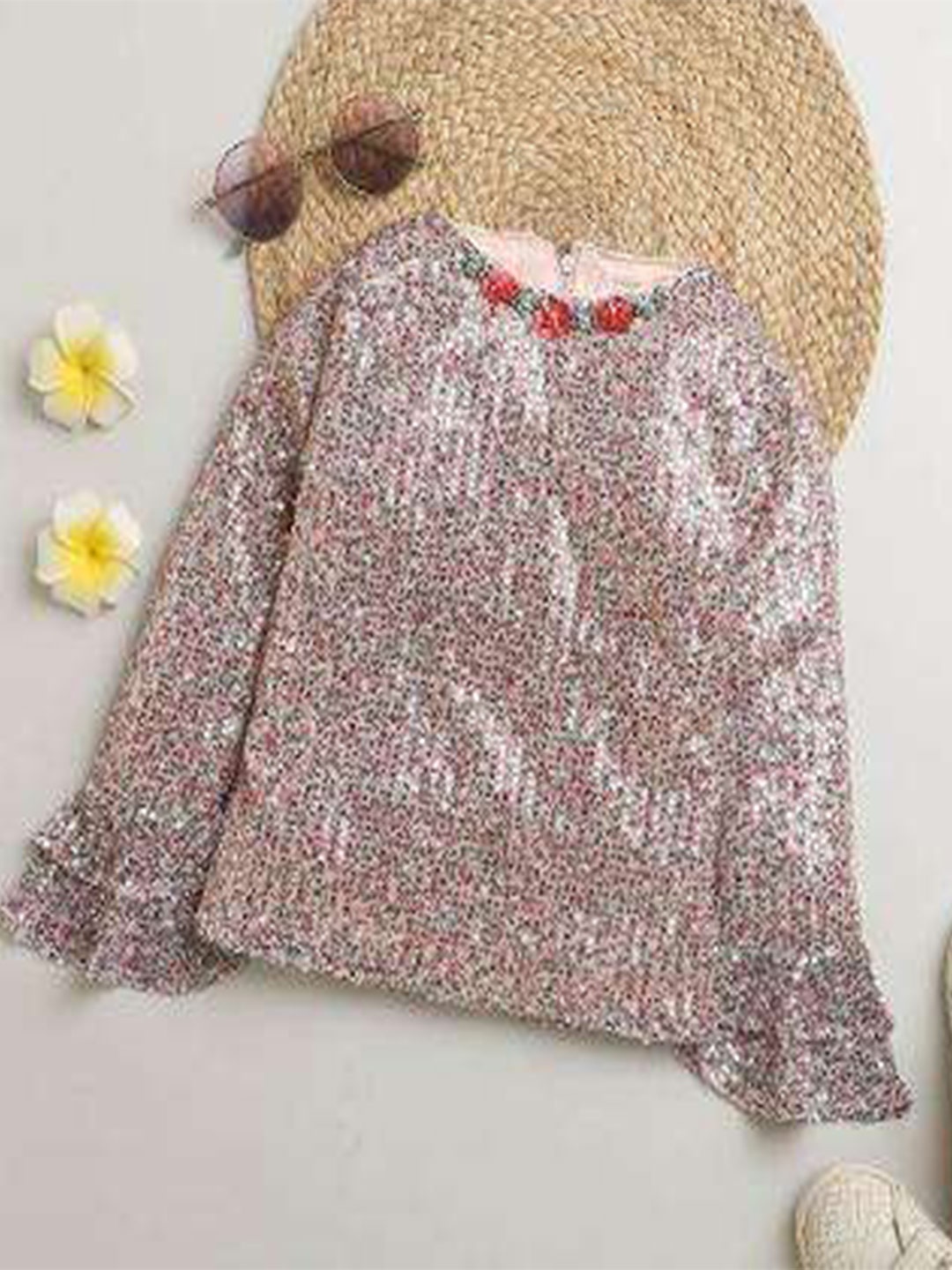 

Tiny Girl Embellished Bell Sleeve Top, Pink
