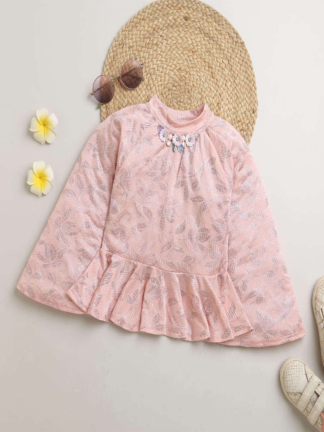 

Tiny Girl Floral Printed Top, Pink