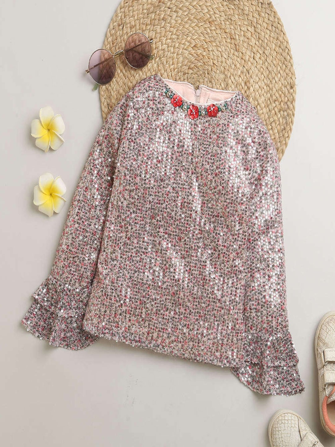 

Tiny Girl Sequinned Embellished Top, Silver