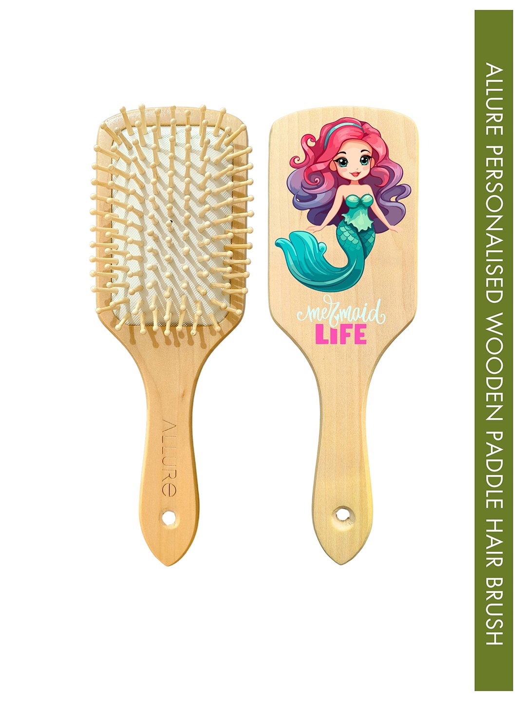 

ALLURE Mermaid Printed Paddle Hair Brush, Brown