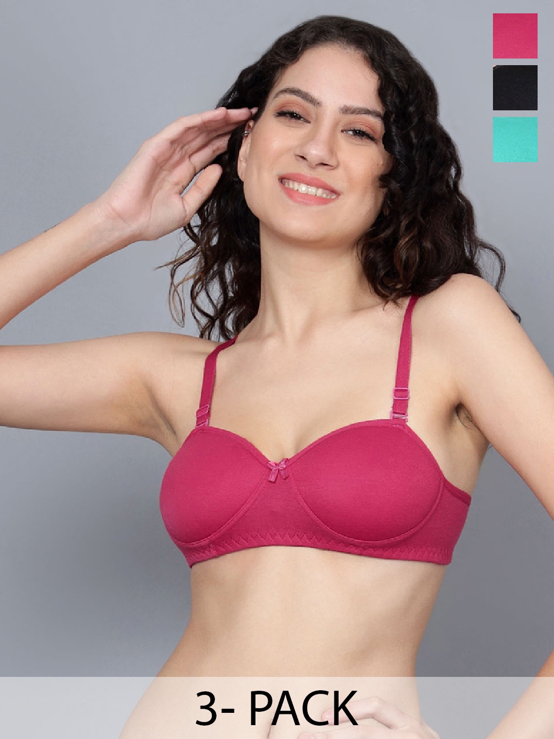 

JJAAGG T Black & Maroon Bra Medium Coverage Lightly Padded