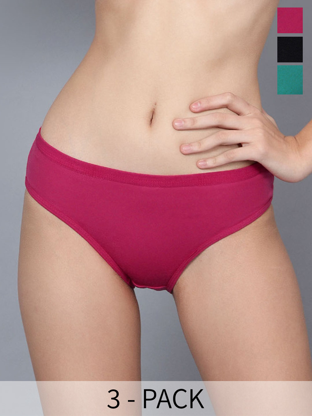 

JJAAGG T Pack Of 3 Mid-Rise Pure Cotton Basic Briefs, Black