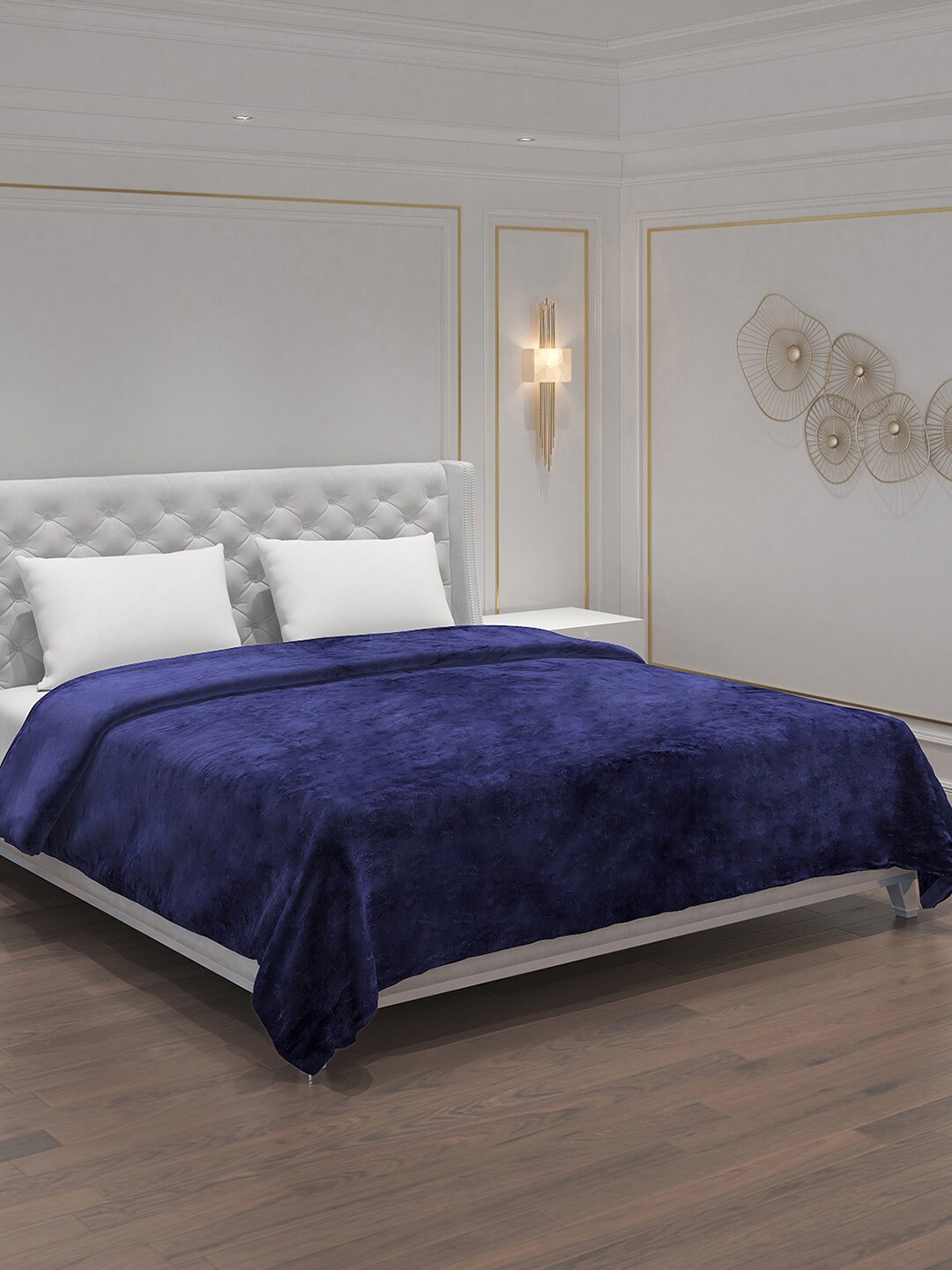 

Monte Carlo Navy Blue AC Room 233 GSM Double Bed Blanket
