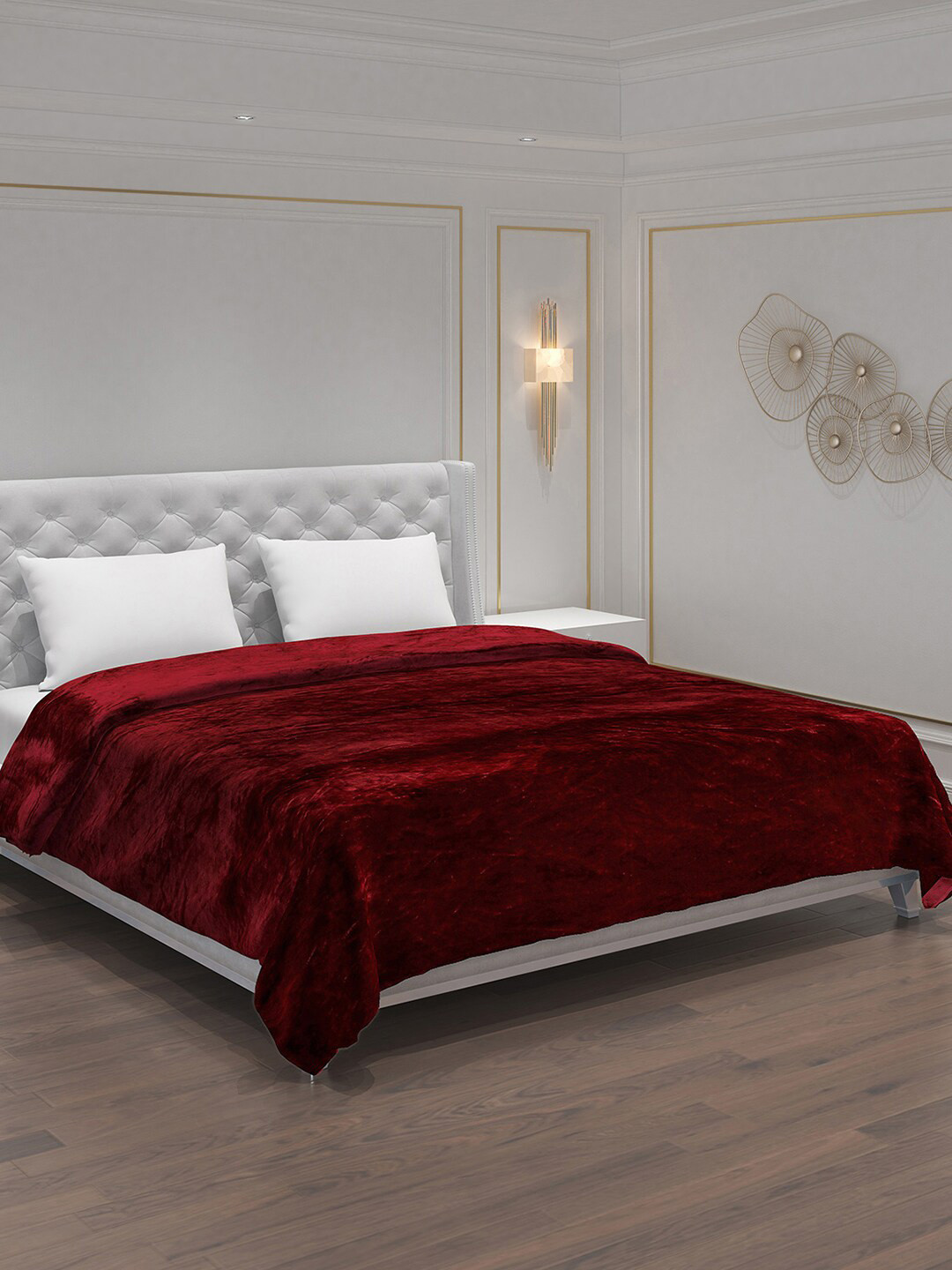 

Monte Carlo Maroon AC Room 233 GSM Double Bed Blanket Quilts & Dohars