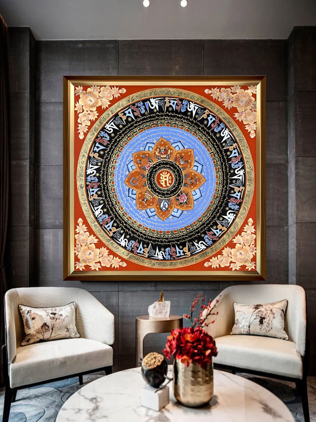 

The Art House Blue & Red Wooden Framed Canvas Painting Wall Art