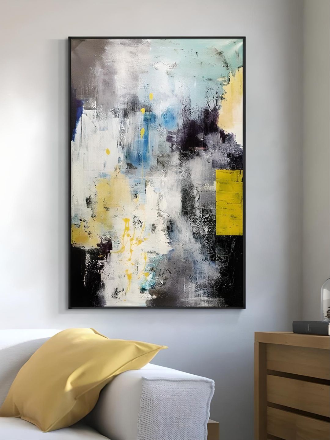 

The Art House Black & White Abstract Wooden Framed Canvas Painting Wall Art